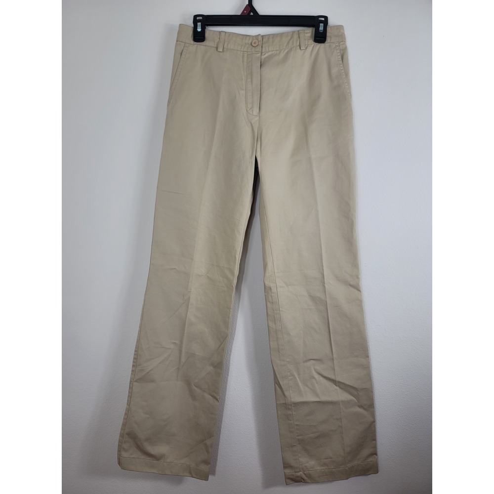 Lacoste Women's Khaki Pants Sz 36 US4  Straight Leg 100% Cotton High Rise Chino
